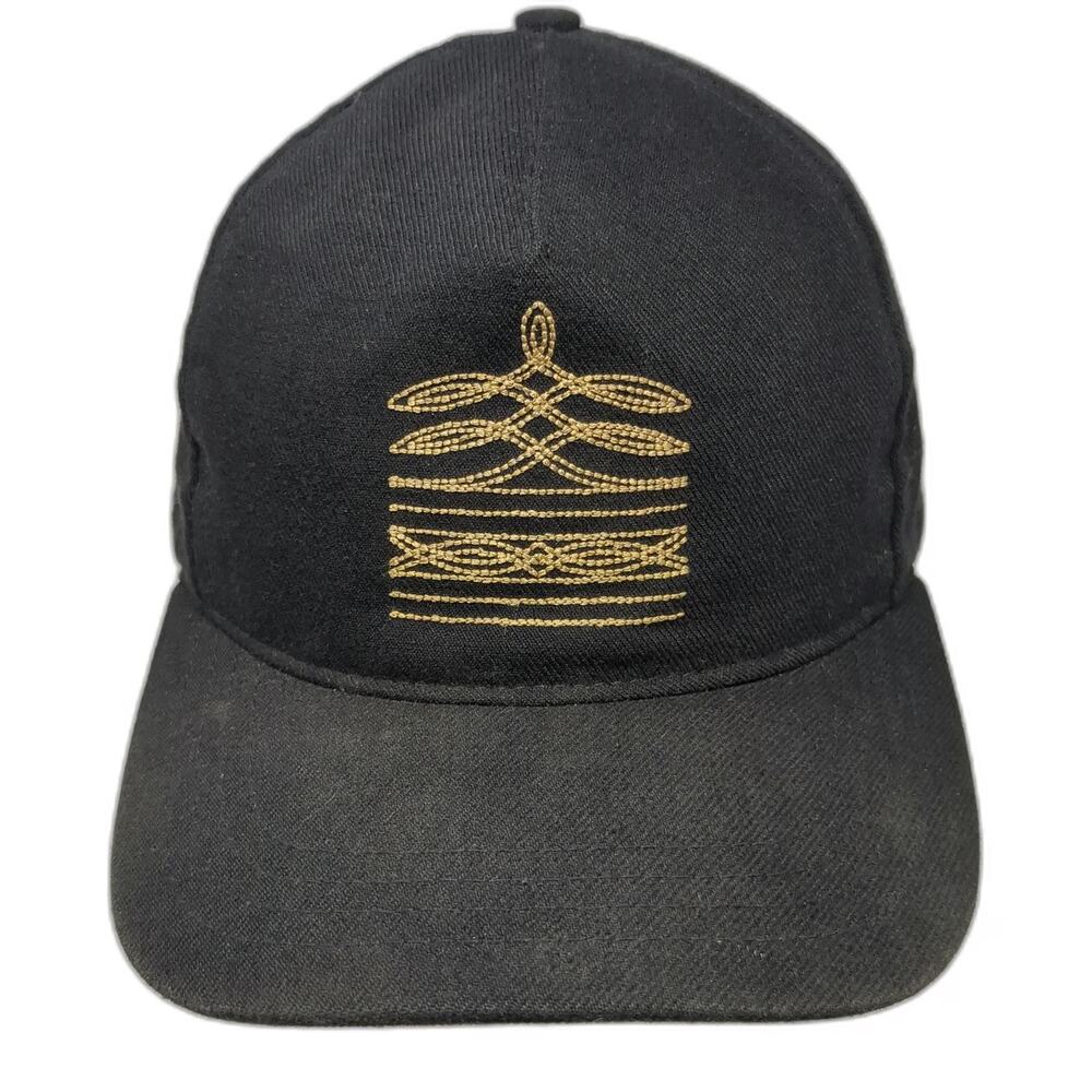 The Ampal Creative 5 Panel Black One Size Hat Gold Embroidery USA Weather